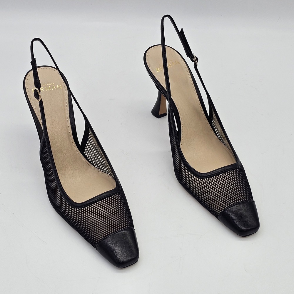 Alexandre Birman Olivia Mesh 85 Womens 6 Black Slingback Heels Pointed Toe Pump